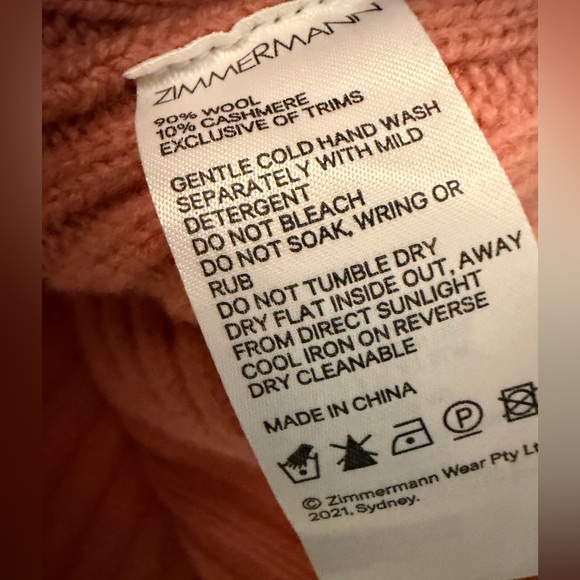 Zimmermann Cable-Knit Wool & Cashmere Blend sweater size 1 (US size 6) - Picture 6 of 8